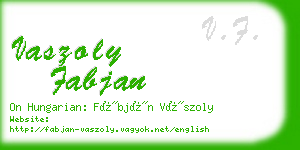 vaszoly fabjan business card